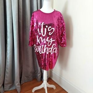 Pink Sequin Birthday Dress Womens.